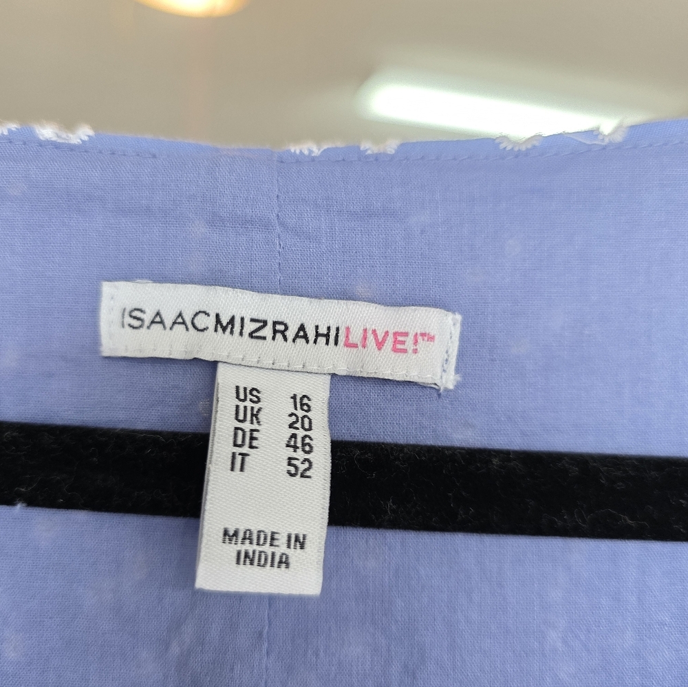 Isaac Mizrahi Live! Blue Floral Eyelet Dress Size  16 Chest 21" - Picture 6 of 8